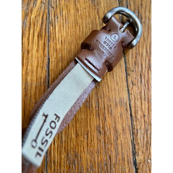 FOSSIL Brown Leather Scallop Cut Out Belt Womens sz L - Picture 7 of 10